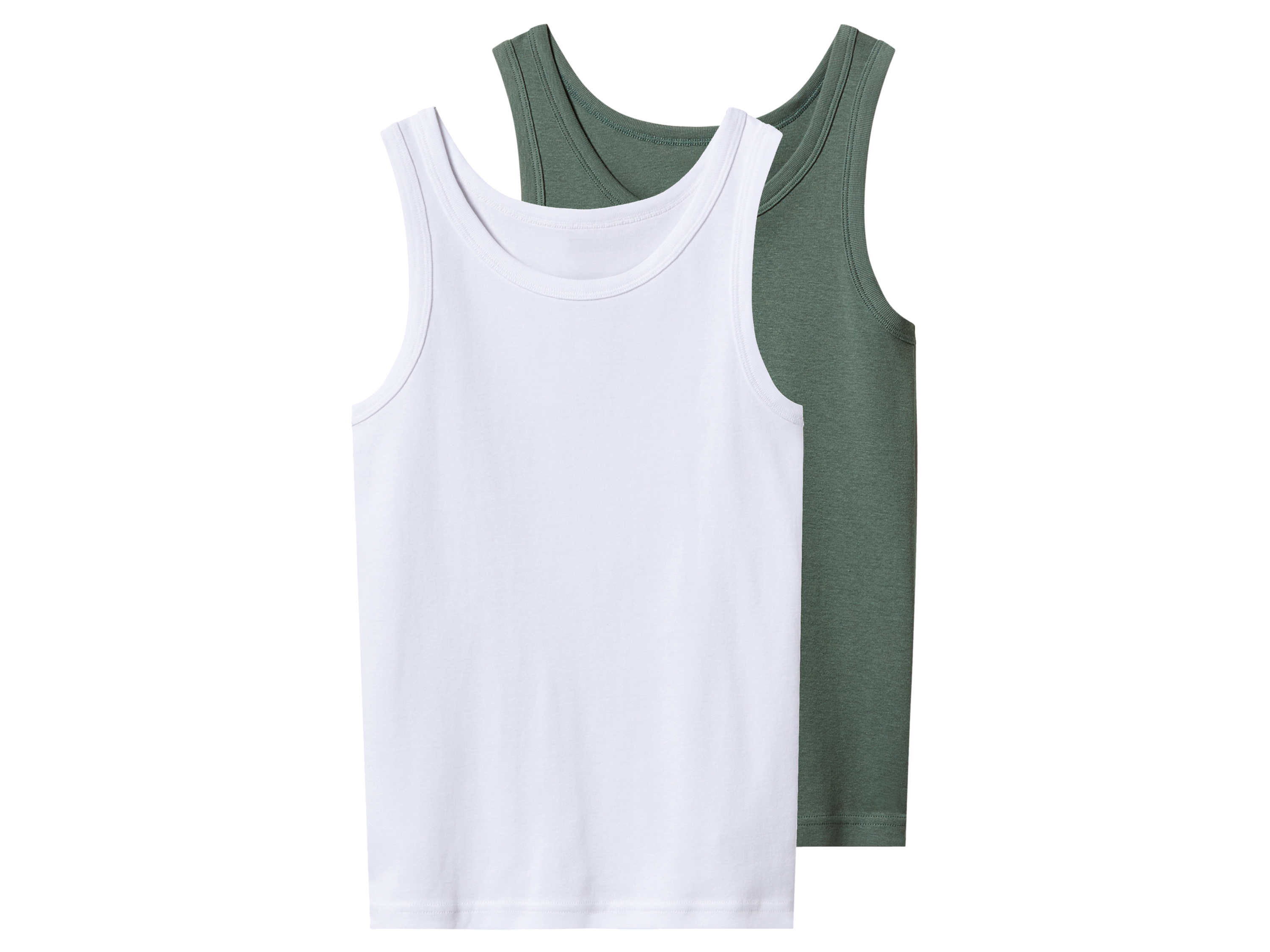 esmara Podkoszulki chłopięce z bawełny, 2 sztuki Biały/zielony, 146/152