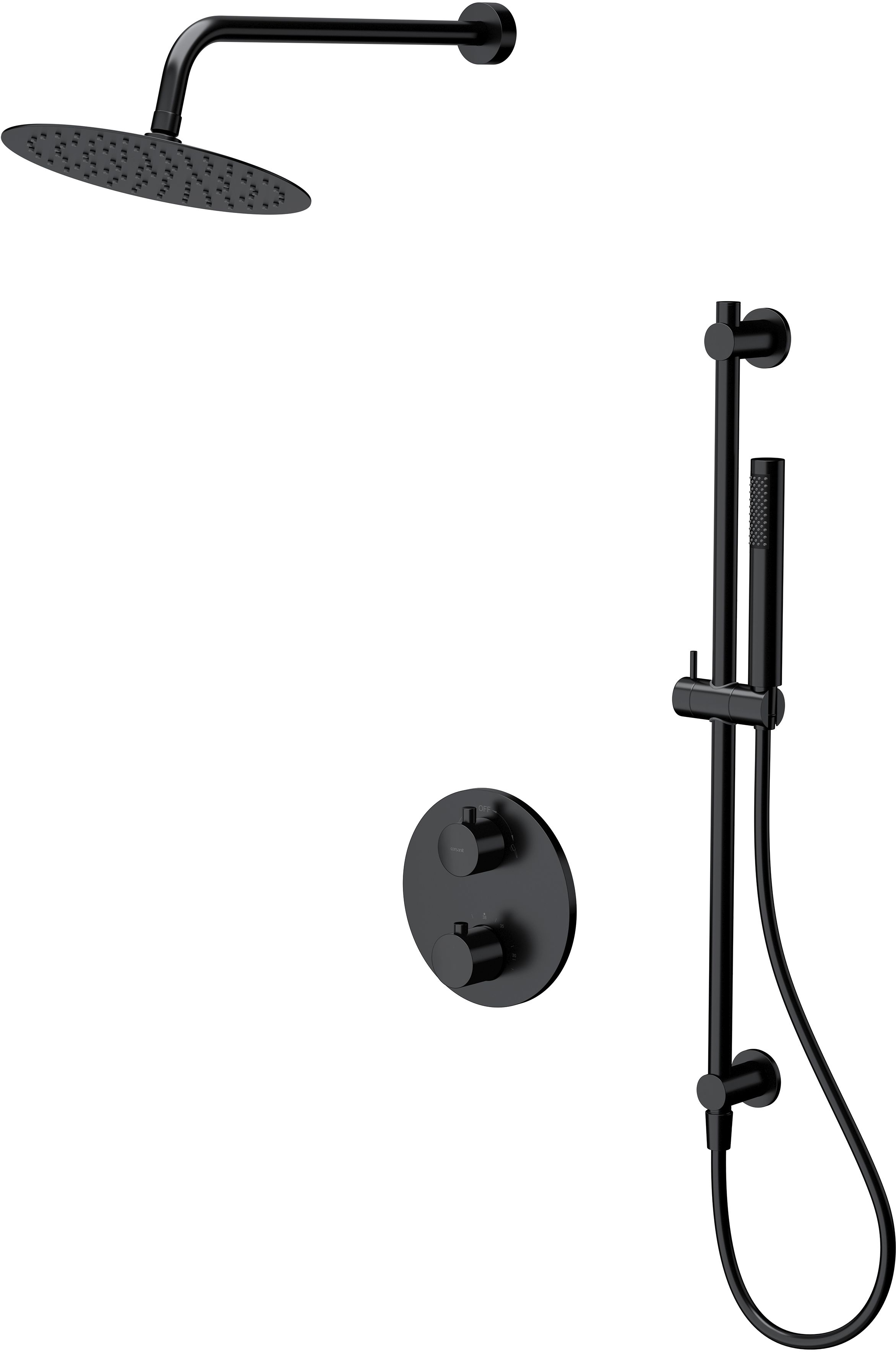 Darmowa Dostawa - Zestaw prysznicowy podtynkowy termostatyczny z deszczownicą czarny Cersanit Zen S952033