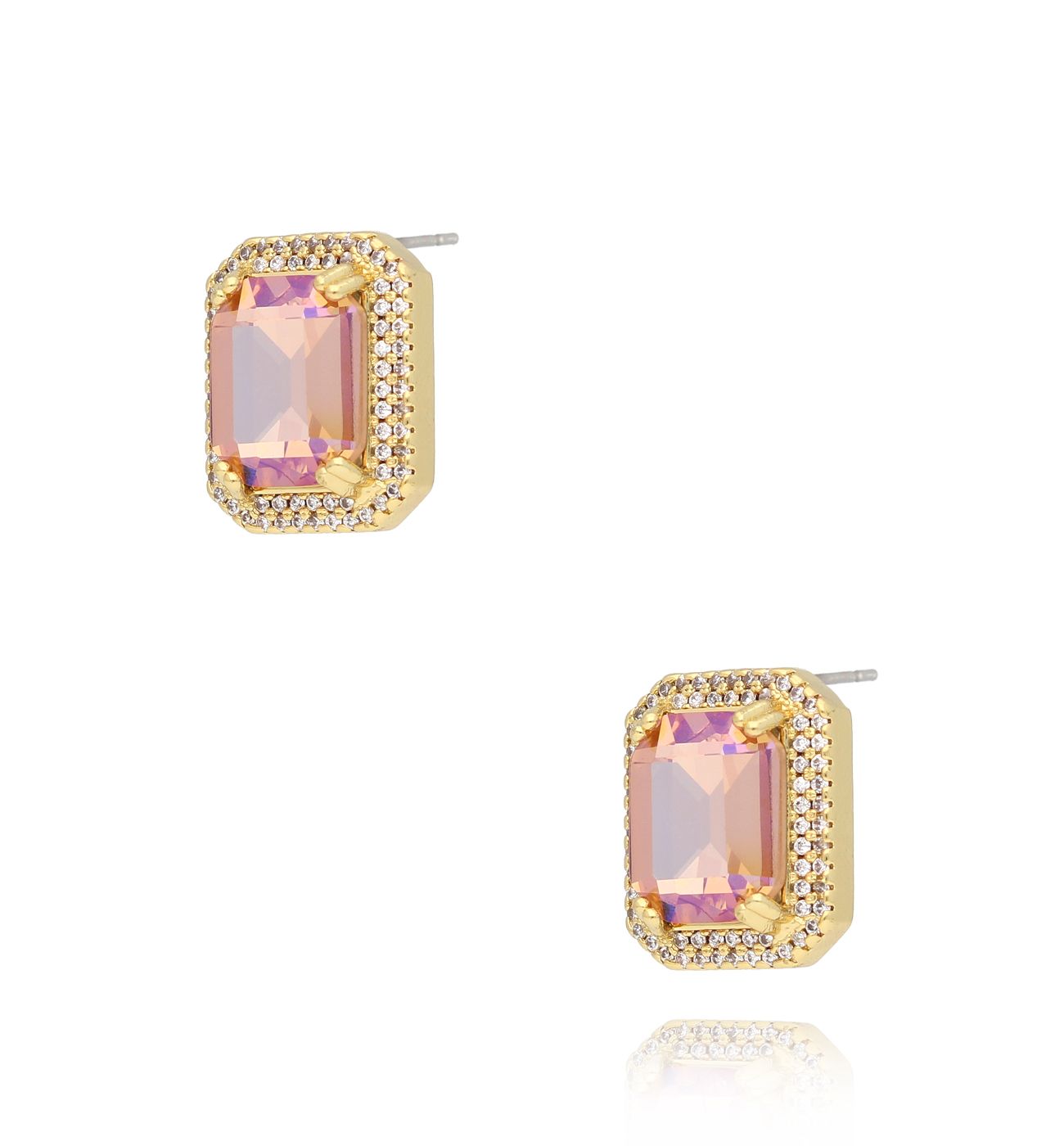 Kolczyki z różowymi kryształkami Majestic KSS1445
