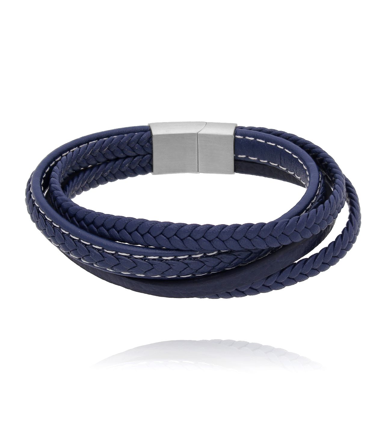 Bransoletka męska skórzana granatowa BMITC0894