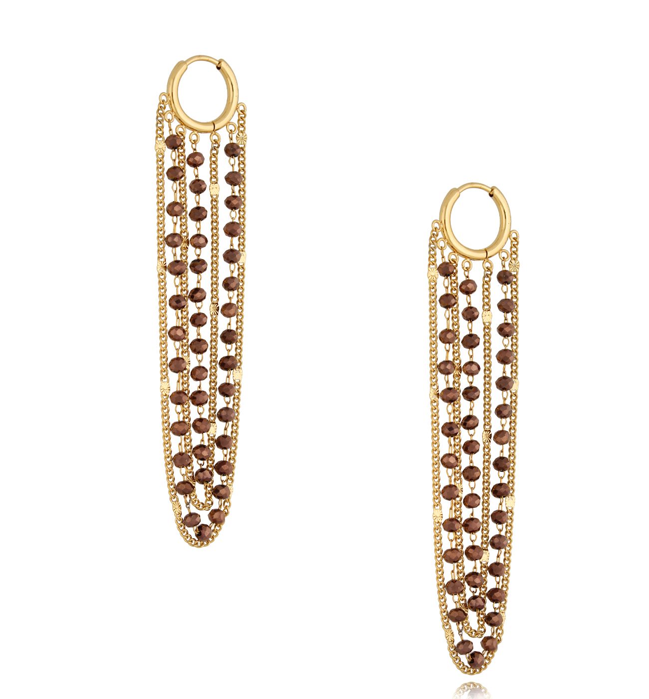 Kolczyki brązowe długie Boho Summer KSC0077 - By Dziubeka