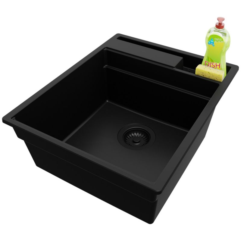 Zlewozmywak Oslo Pocket PRIMAGRAN Nablatowy 43x53cm do szafki od 45cm z Syfonem Cały Czarny 1 szt.