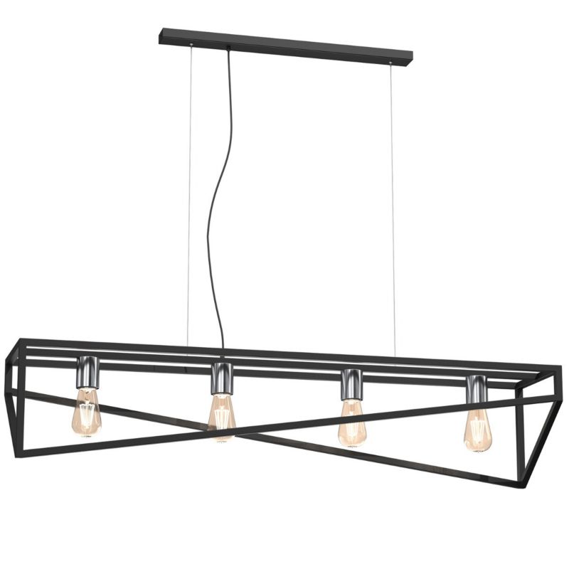 Lampa wisząca Luminex Gote 2244 czarny mat-chromowana industrialna 4xE27 x 15W 1 szt.