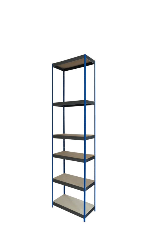 Regał metalowy MODO24 magazynowy niebiesko-grafitowy helios 213x30x30cm 6 półek po 175 kg 1 szt.