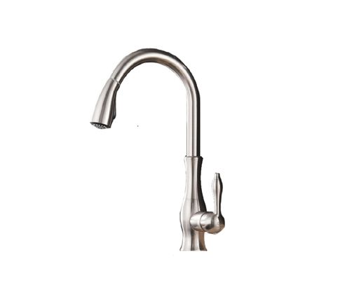 Bateria kuchenna Lauferi ATALANTE z wyciąganą wylewką mosiężna srebrny mat retro 1 szt.