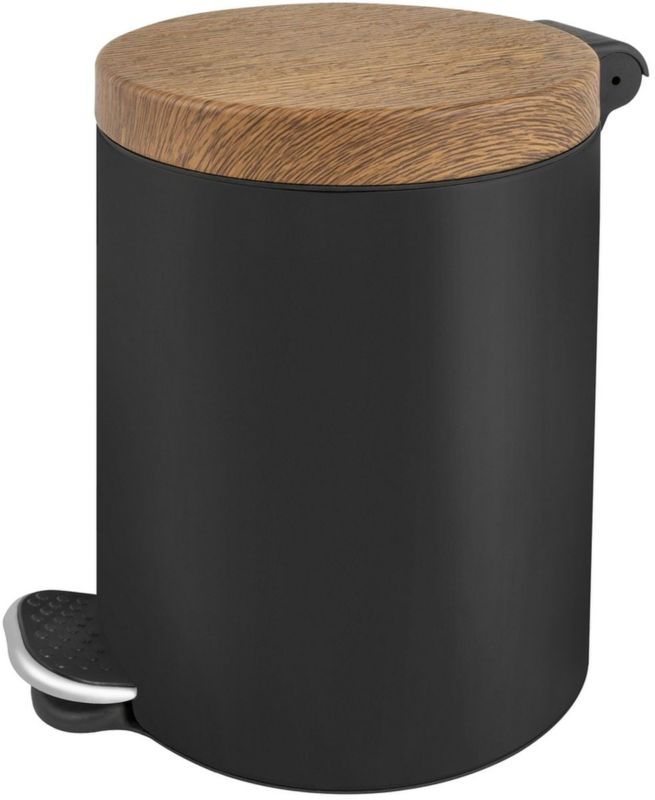 Kosz na śmieci AWD Interior z pedałem 5L stal malowana czarny/brązowy 1 szt.