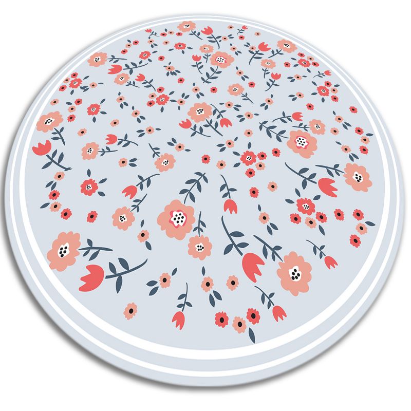 Dywan Tulup PCV Okrągły fi90 cm Wiejskie kwiaty Do Biura z Nadrukiem Dekoracyjny 1 szt.