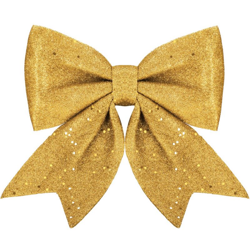 Kokardka na choinkę brokatowa Springos 30 cm ozdoba świąteczna zawieszka złota 1 szt.