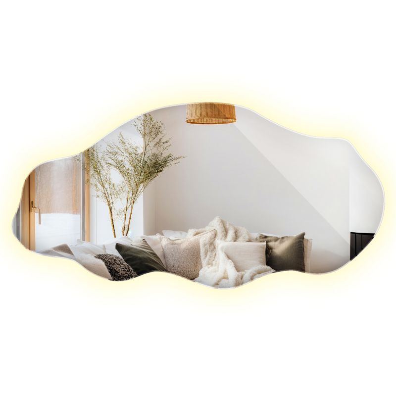 Lustro Łazienkowe LED ArtPrintCave 45 x 90 cm Neutralne Światło Nieregularne Gotowe do montażu 1 szt.