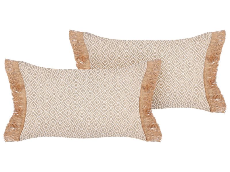 Zestaw 2 poduszek Jednolity Boath 30 x 50 cm Beżowy 1 par.