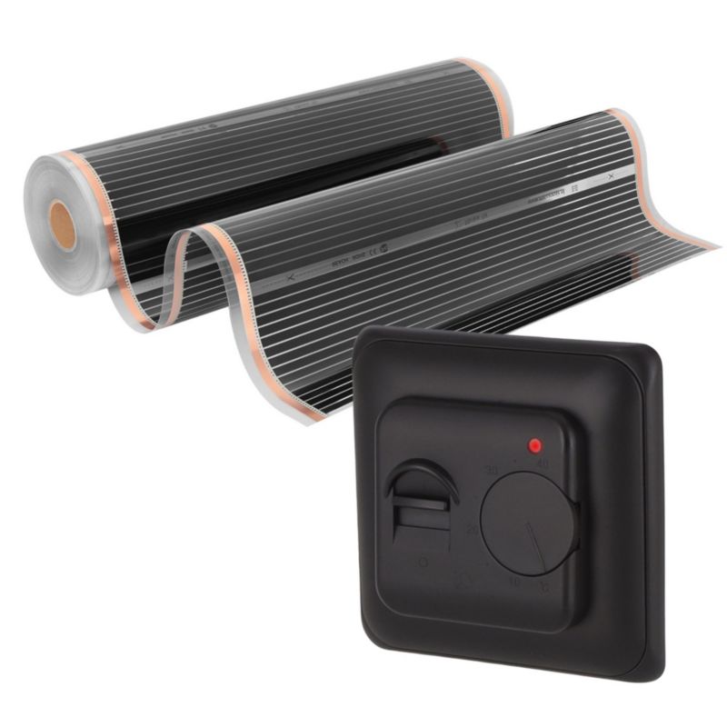 Zestaw folii grzewczej na podczerwień Mission Air Silver 160W 16m² szer.100cm +Aries Czarny 1 szt