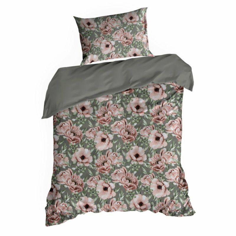 Pościel Spring/53 Eurofirany 140 x 200 cm stalowo różowa bawełna satynowa 1 kpl.