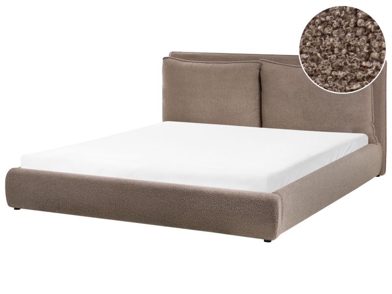 Łóżko Boucle Bajonna 180 x 200 cm Beżowoszary 1 szt.