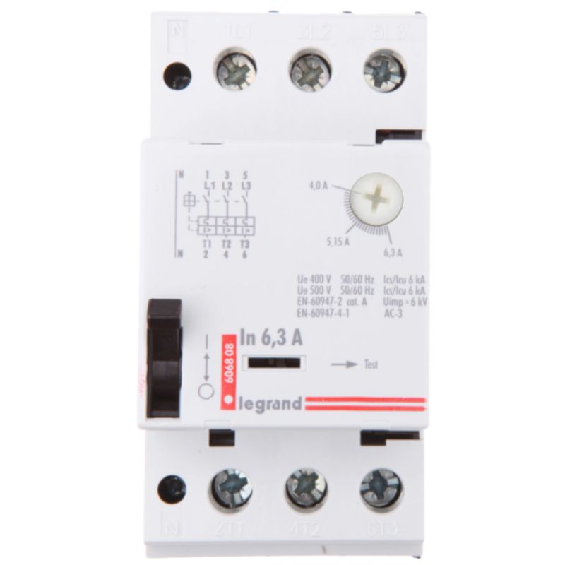 Wyłącznik silnikowy Legrand 3P M 250 6,3A 1,5Kw 606808 Do 2,5Kw 1 Szt