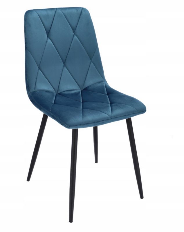 Krzesło welurowe JUMI tapicerowane niebieskie do jadalni salonu kuchenne wygodne 1 szt.