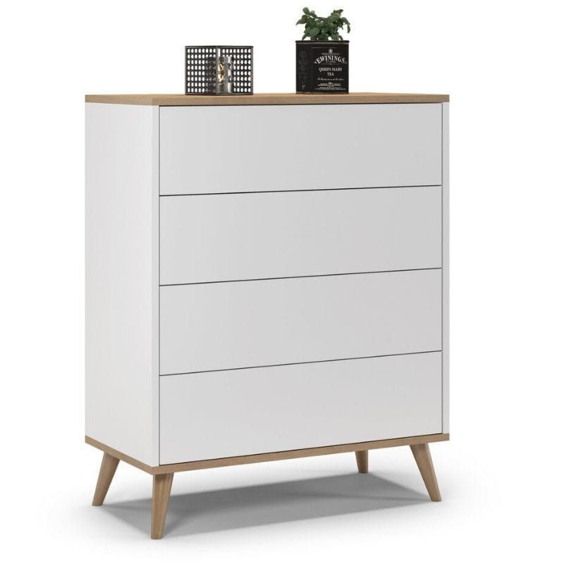 Komoda TYLETEGOTU na nóżkach skandynawska SKAND biel dąb 1 szt