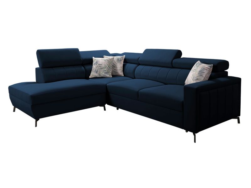 Narożnik z funkcją spania MIRJAN 24 Baltico III Maxi lewy granatowy/wzór w liście 1 szt.