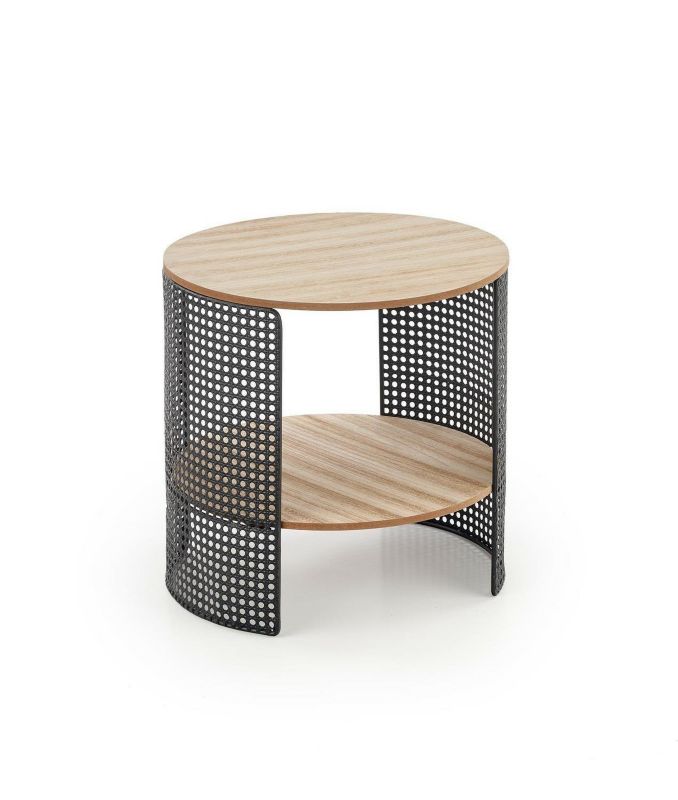 Stolik kawowy okrągły Collo INTESI loftowy naturalny metalowa podstawa 41 cm do salonu 1 szt.