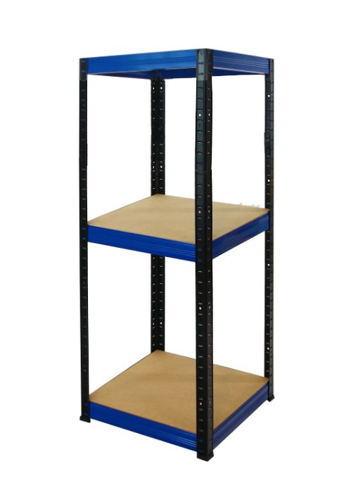 Regał magazynowy garażowy metalowy MODO24 czarno-niebieski helios 106x30x30cm 3 półki po 175 kg 1 szt.