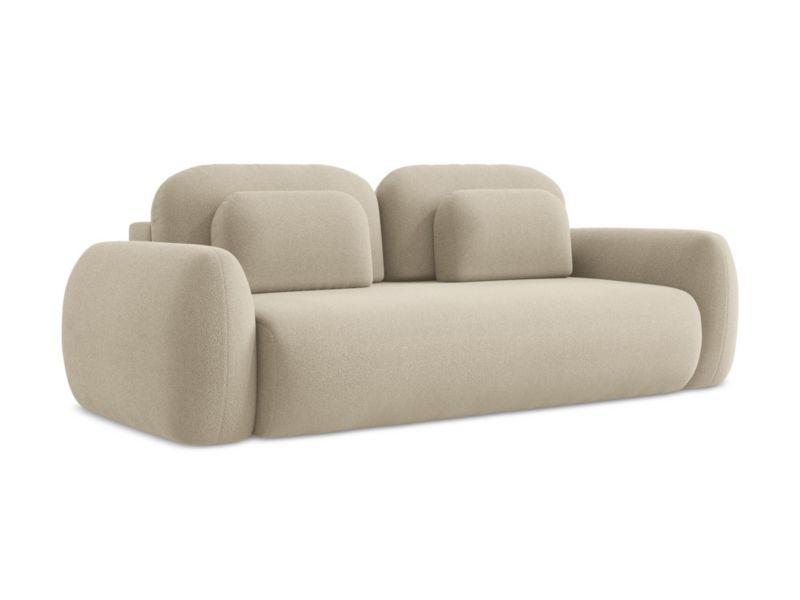 Kanapa 3-osobowa z funkcją spania LaMiaSofa FERRETTI z tkaniny bouclé 266x121 cm ciemny beż 1 szt.