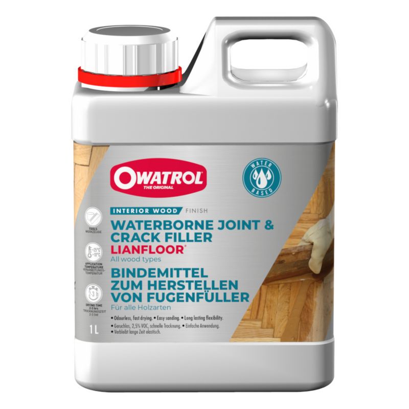 Akrylowa spoina wodna do parkietu i podłóg drewnianych Owatrol LIANFLOOR 1L 1 szt