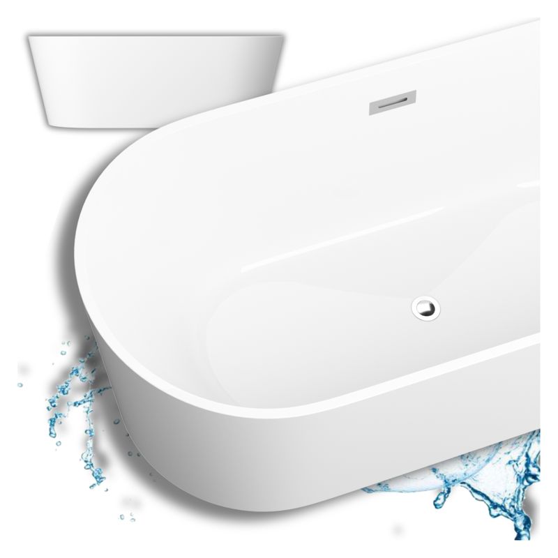 Wanna wolnostojąca owalna łazienkowa Granitan Auri biała nowoczesna akrylowa 170x75cm 1szt.