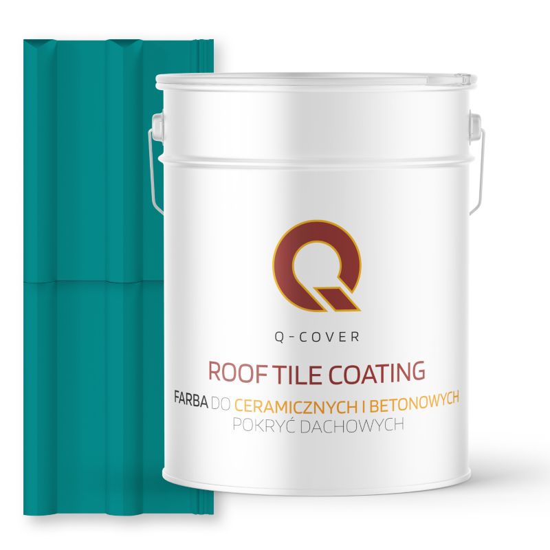 Farba do Dachów Ceramicznych i Betonowych Pokryć Dachowych Q-Cover Niebieski turkusowy RAL5018 Wysoki Połysk 10L