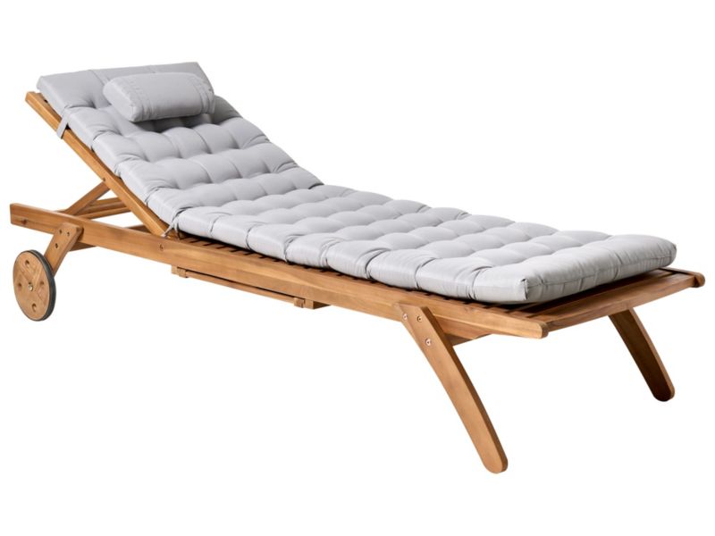 Leżak ogrodowy z poduszką Cesana premium Drewno akacjowe Jasnoszary 1 szt.
