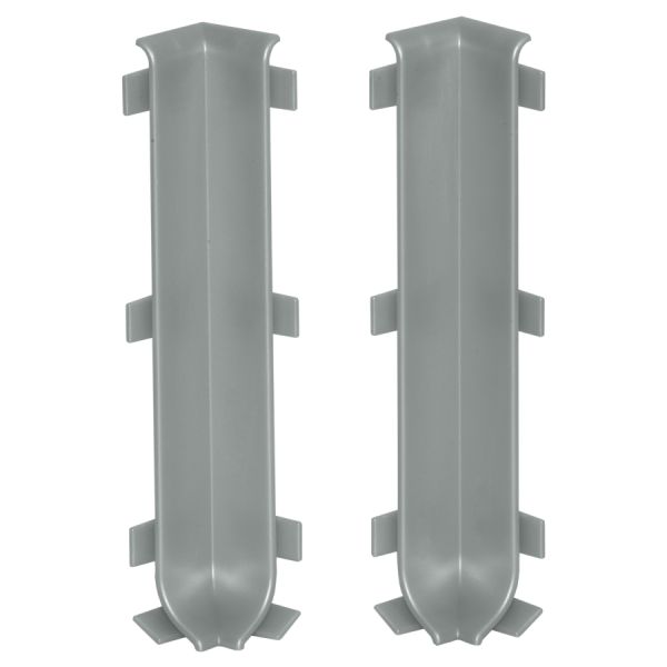 Narożnik wewnętrzny do listwy Cezar aluminiowy platyna elektro poler szczotkowany 10x100x0,5mm PVC 1 kpl.