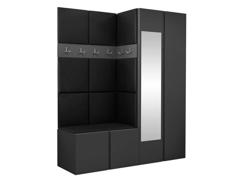 Garderoba MIRJAN 24 Orion XII grafit + czarna ekoskóra 1 kpl.