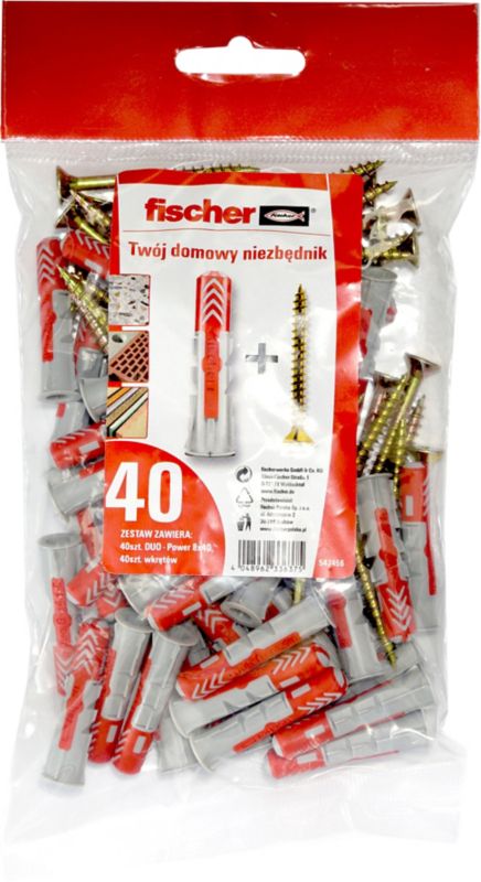 Kołek uniwersalny Fischer Duopower 8 x 40 z wkrętem 40 szt.