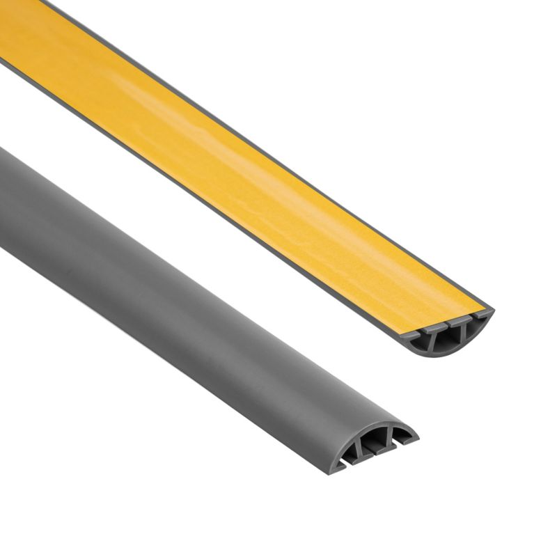 Listwa kablowa maskująca PCV 10x60mm, QUEST, półokrągła, samoprzylepna maskownica kabli, ciemnoszary, 2m