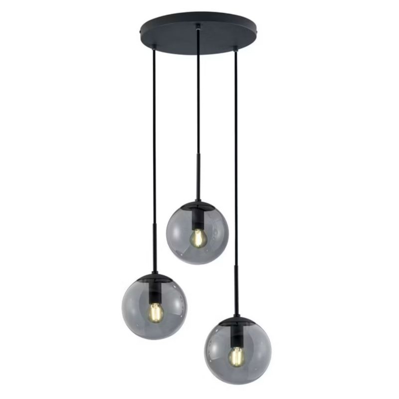 Lampa sufitowa wisząca Trio Balini czarna-dymione szkło wym: 150 x 30 x 30 cm 3xE14 x 1 szt.