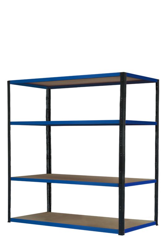 Regał metalowy MODO24 magazynowy garażowy grafitowo-niebieski helios 180x180x45cm 4 półki po 275 kg 1 szt.