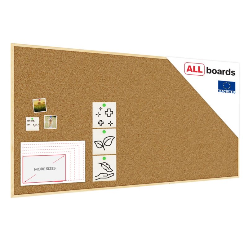 Tablica korkowa 200x100 cm ALLboards rama drewniana naturalna 1 szt.