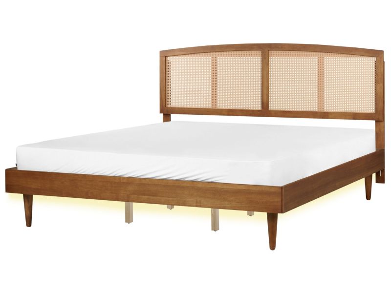 Łóżko LED Varzy 180 x 200 cm LED Jasne drewno 1 szt.