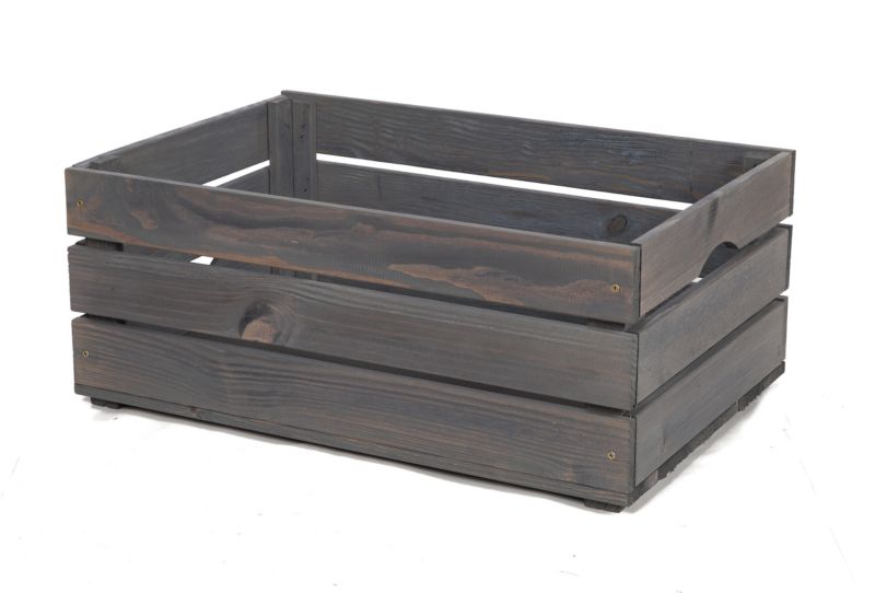 Skrzynka drewniana MODO24 z uchwytami na owoce i warzywa 60 x 40 cm szara 1 szt.