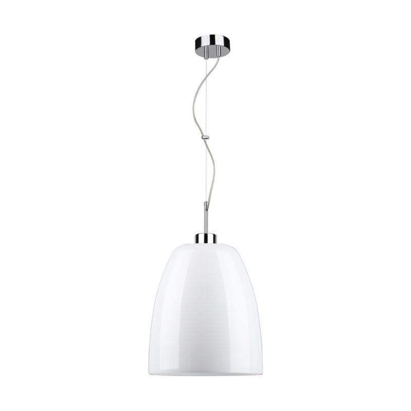 Lampa Wisząca SPOT Light 1xE27 Max.60W Klasyczny Chrom w Połączeniu z Białym Kloszem, Polski Producent, 1szt.
