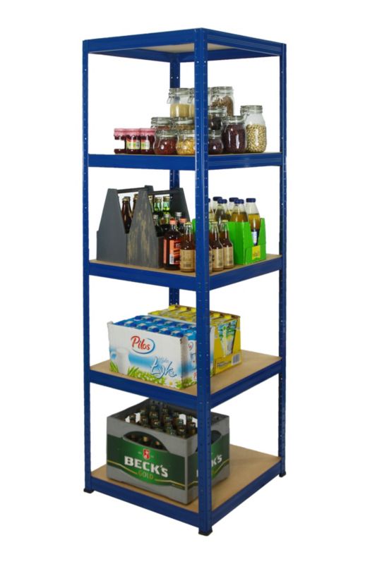Regał metalowy MODO24 magazynowy stojak niebieski helios 196x35x35cm 5 półek po 175 kg 1 szt.