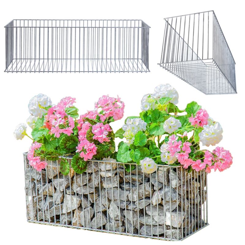 Donica Gabionowa KADAX Osłonka Gabion Stal Na Kwiaty Kamień Ogrodowa Zewnętrzna 1szt.