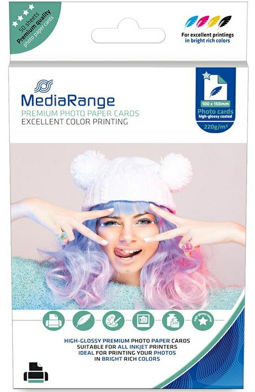 MEDIARANGE Papier 220gr/m 10x15 op-50 GLOSSY MRINK104 - Henryx24