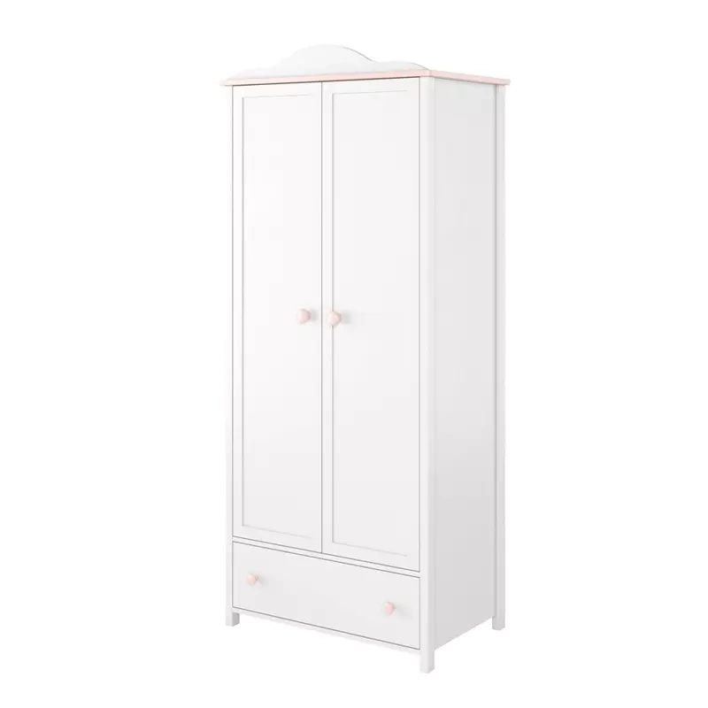 Biała szafa z półkami do pokoju dziecięcego 85 cm LUNA
