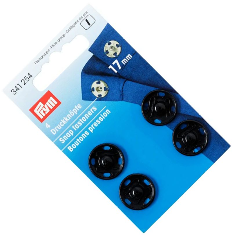 zatrzaski metalowe czarne średnica 17mm 4szt PRYM 341254 .