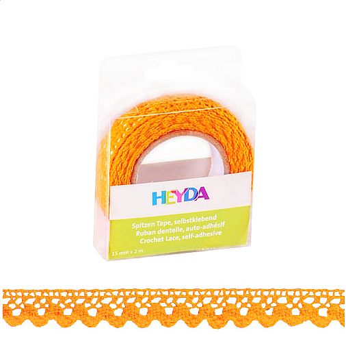 samoprzylepna koronka bawełniana 2 mb x 15 mm HEYDA kolor pomarańczowy / 18