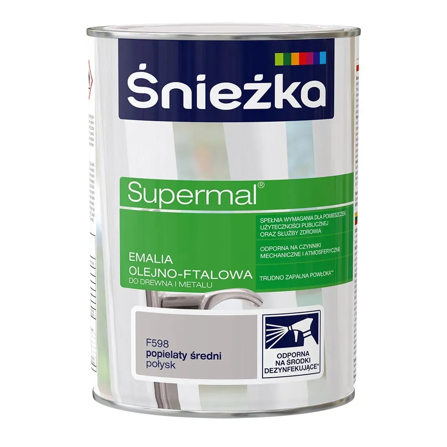 Śnieżka Supermal Emalia olejno-ftalowa popielaty średni połysk 0,8L