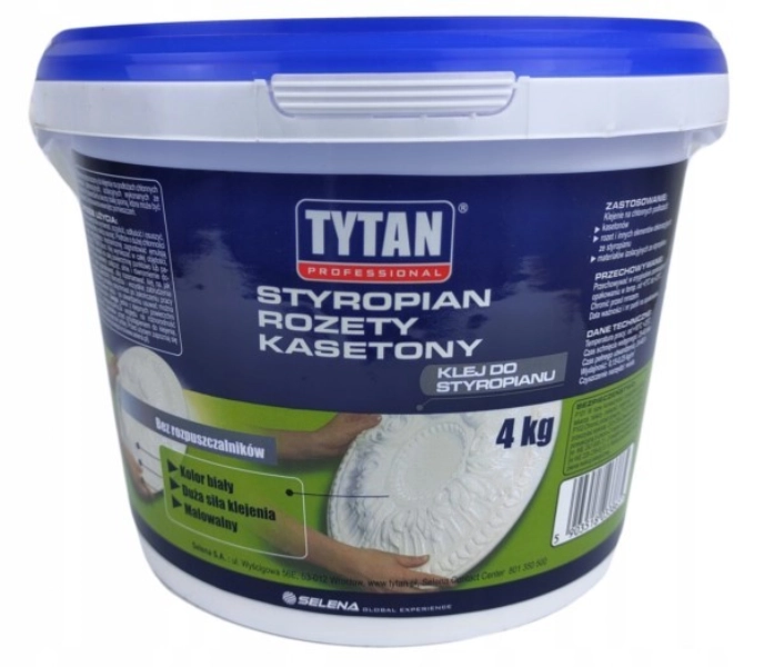 TYTAN KLEJ DO STYROPIANU DO KASETONÓW ROZET SZTUKATERII 4KG