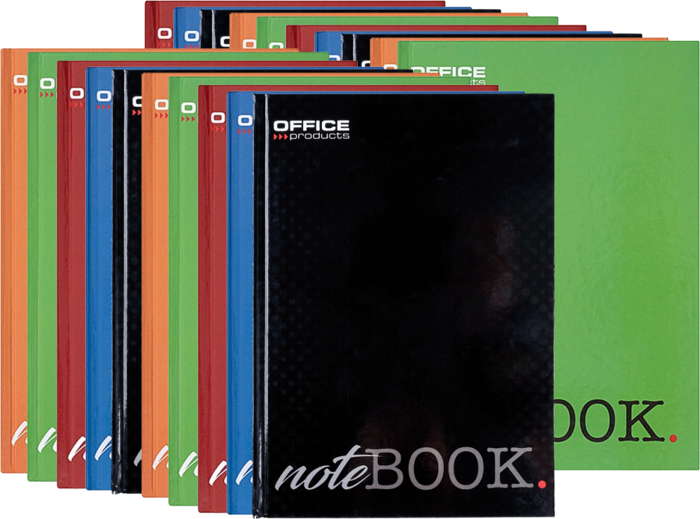 20x Brulion w kratkę Office Products, A5, twarda oprawa, 96 kartek, mix kolorów