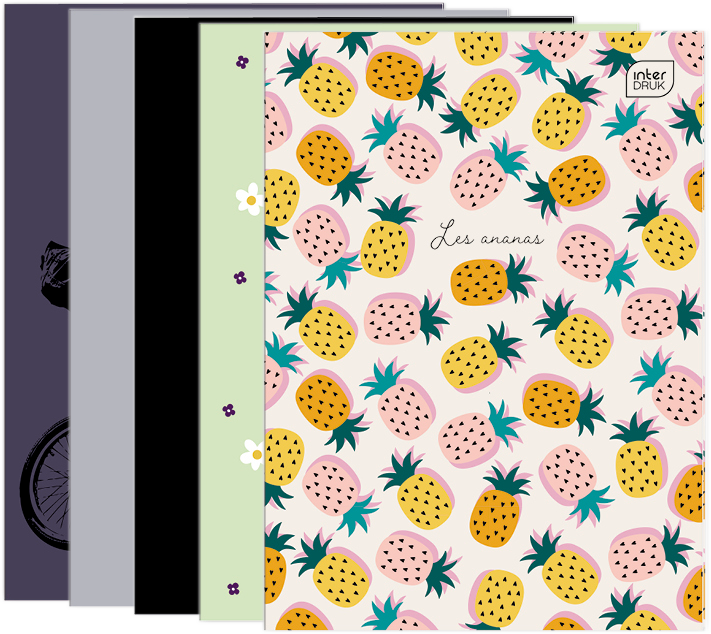 5x Zeszyt w linie Interdruk, A4, 32 kartki, mix wzorów