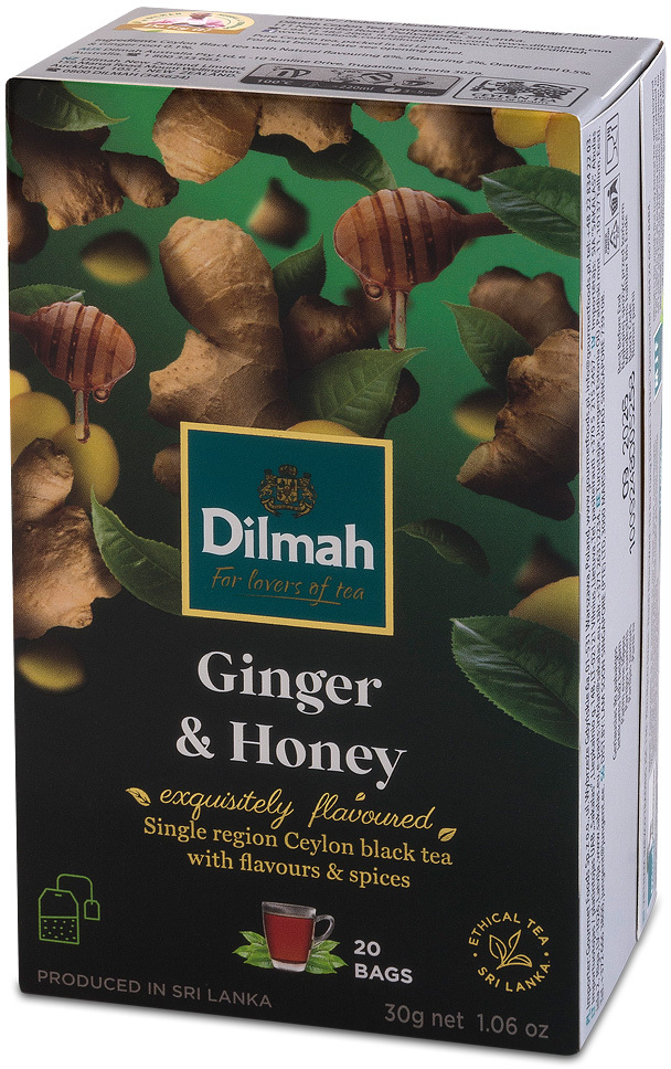 Herbata czarna aromatyzowana w torebkach Dilmah Ginger & Honey, imbir i miód, 20 sztuk x 1.5g