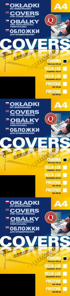 3x Okładki do bindowania Argo Chromo, A4, 250g/m2, kartonowe, 100 sztuk czarny